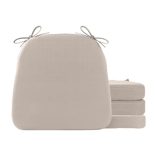 Battilo Chair Cushions for Dining Chairs with Ties, Indoor/Outdoor Kitchen Chair Pad with Non-Slip Backing, Dining Seat Cushion with Machine Washable Removable Cover, 16