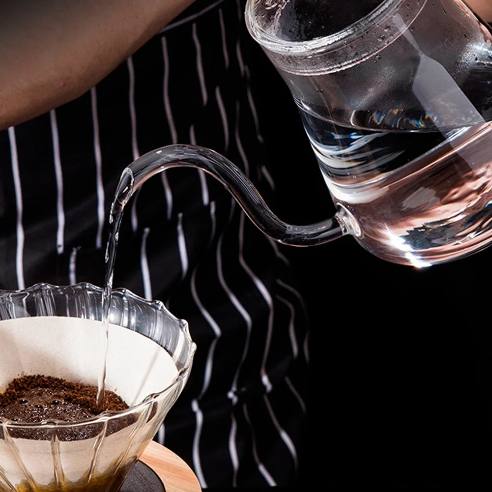 Dekaim Gooseneck Kettle, Thickened Glass Gooseneck Kettle Tea Pour Over Kettle Coffee Dripper 600ML