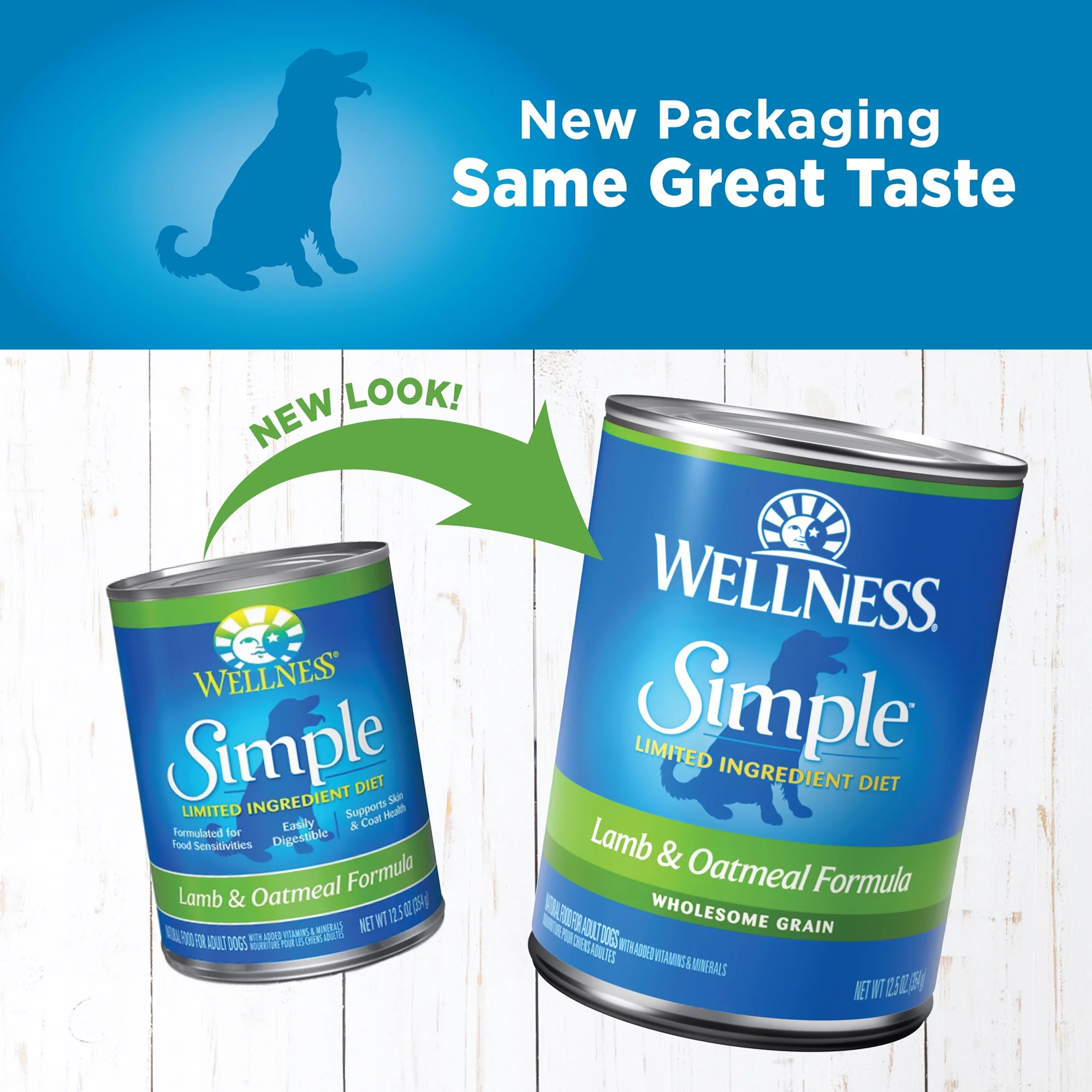 Wellness Simple Natural Wet Canned Limited Ingredient Dog Food, Lamb & Oatmeal, 12.5-Ounce Can (Pack of 12)