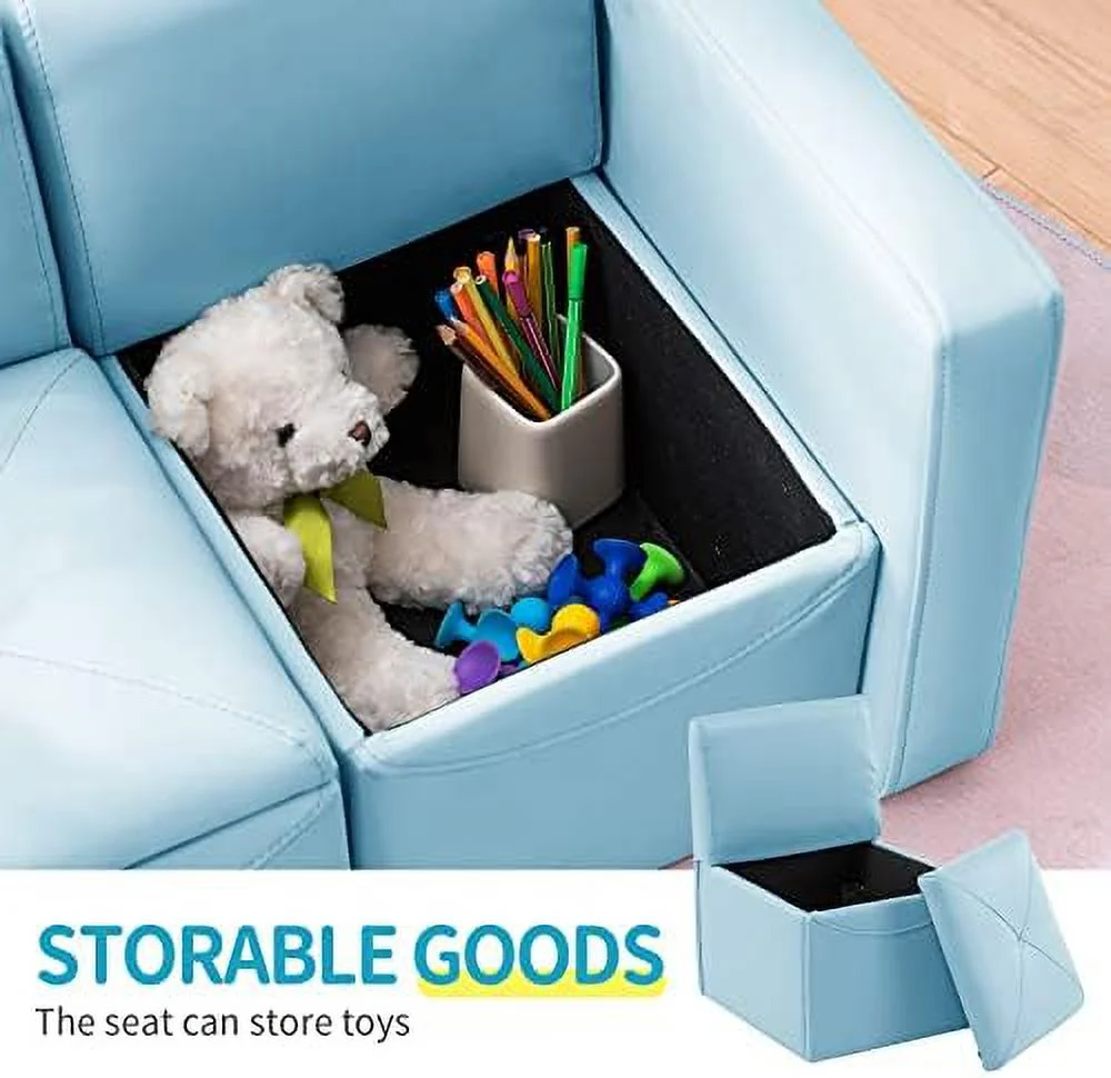 HOOMHIBIU \u2013Kids Sofa  2-in-1 Double Set Sofa Convert to Table & 2 Chairs  Toddler Lounge with Leather Surface  Children Boys Girls Couch Armrest Chair with  Box (ZKL-111K-Pink)