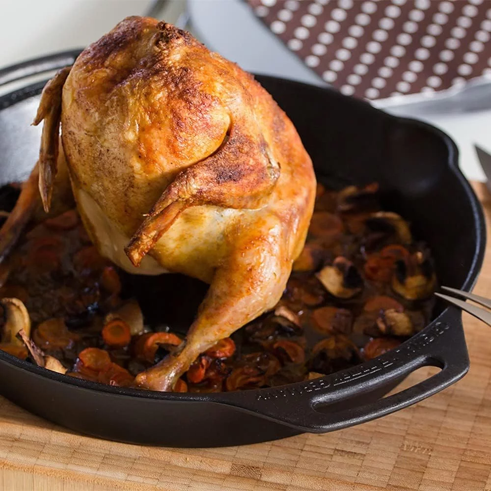 Poultry Roaster Pan, Cast Iron Roasting Cookware For Oven Or Grill, 11.8