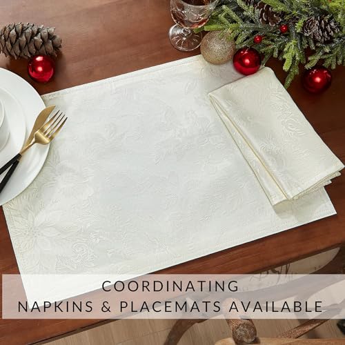 Elrene Home Fashions Poinsettia Elegance Jacquard Holiday Table Runner, 13