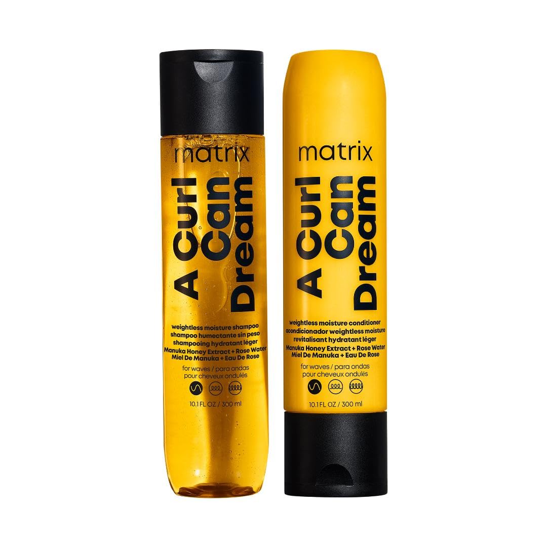 MATRIX A Curl Can Dream Weightless Moisture Shampoo and Conditioner Set | For Wavy Hair | All Day Frizz Control | With Manuka Honey Extract and Rose Water | Silicone Free