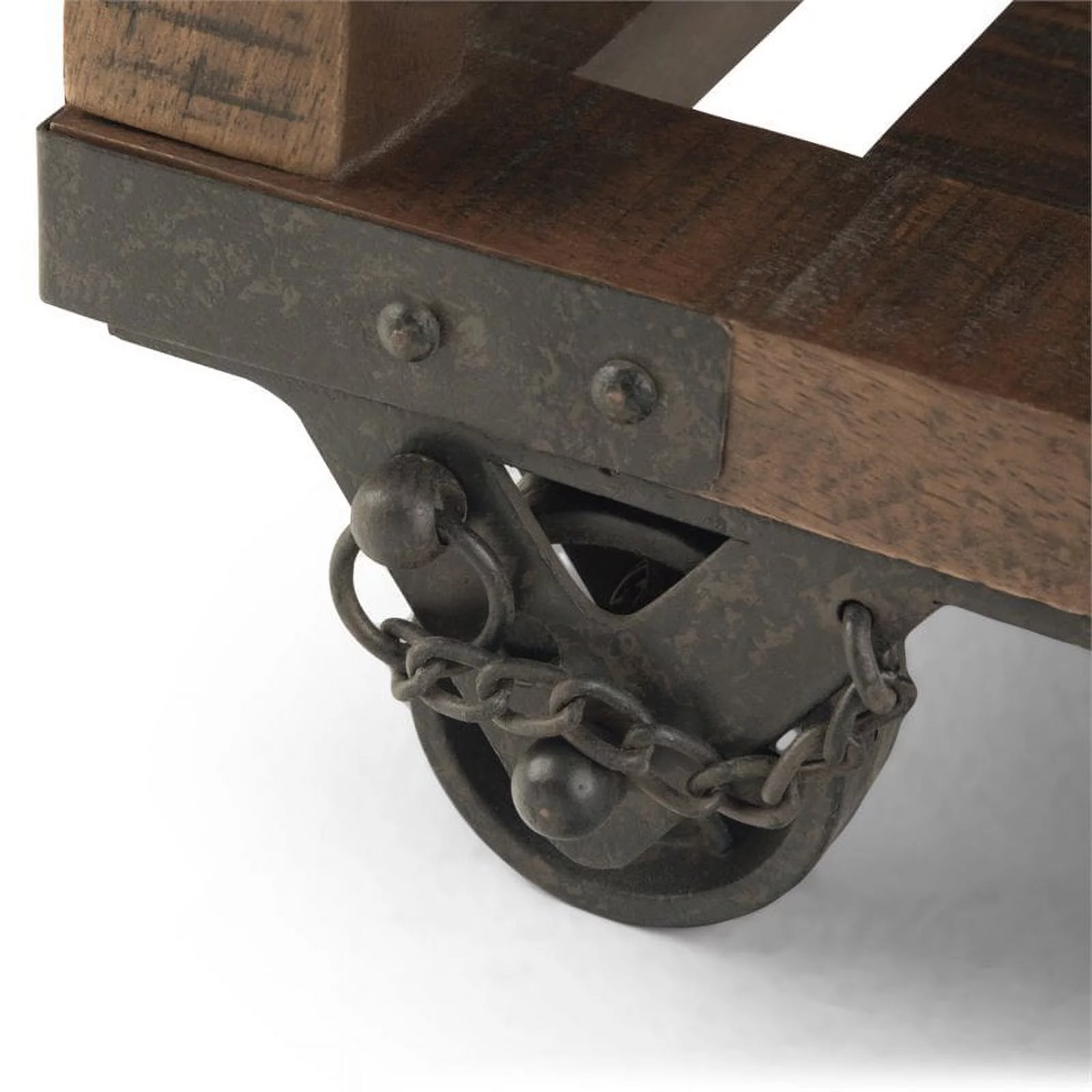 Pemberly Row Farmhouse Solid Wood End Table in Distressed Dark Brown