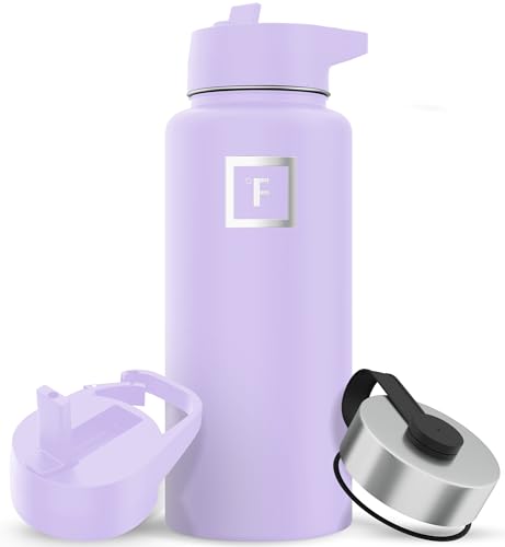IRON °FLASK Camping & Hiking Hydration Flask with 3 Lids - Stainless Steel, Double Walled & Vacuum Insulated Water Bottle - Leak Proof & BPA Free 32 Oz