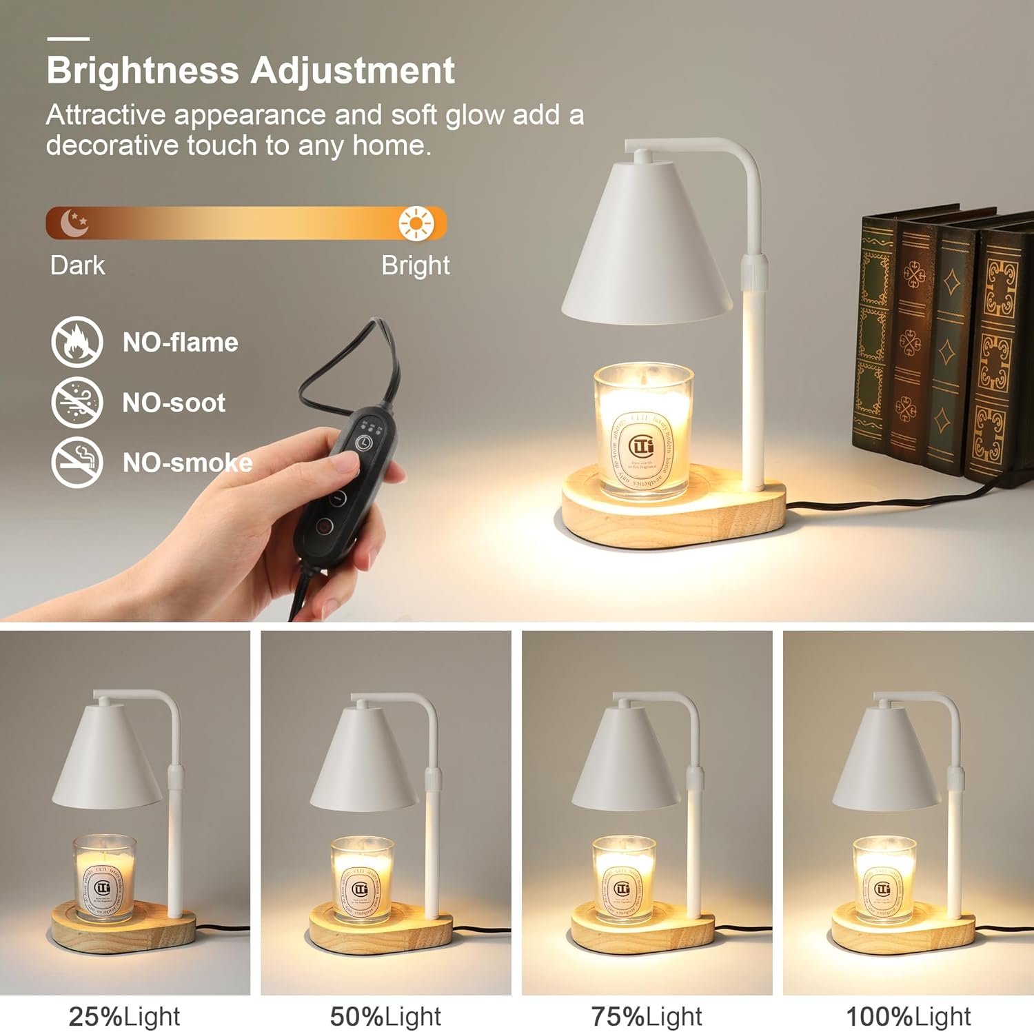 Candle Warmer Lamp with Timer, Adjustable Height Dimmable Candle Warmer with 2 Bulbs, for Mom, House Warming Gifts New Home Bedroom Decor Dimmable Candle Lamp Warmer for Scented Wax