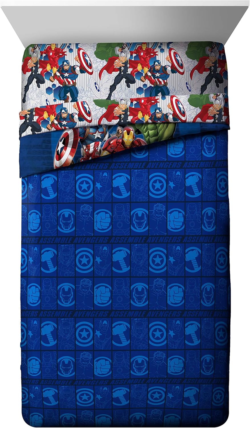 Jay Franco Marvel Avengers Blue Circle Bed Set, Twin