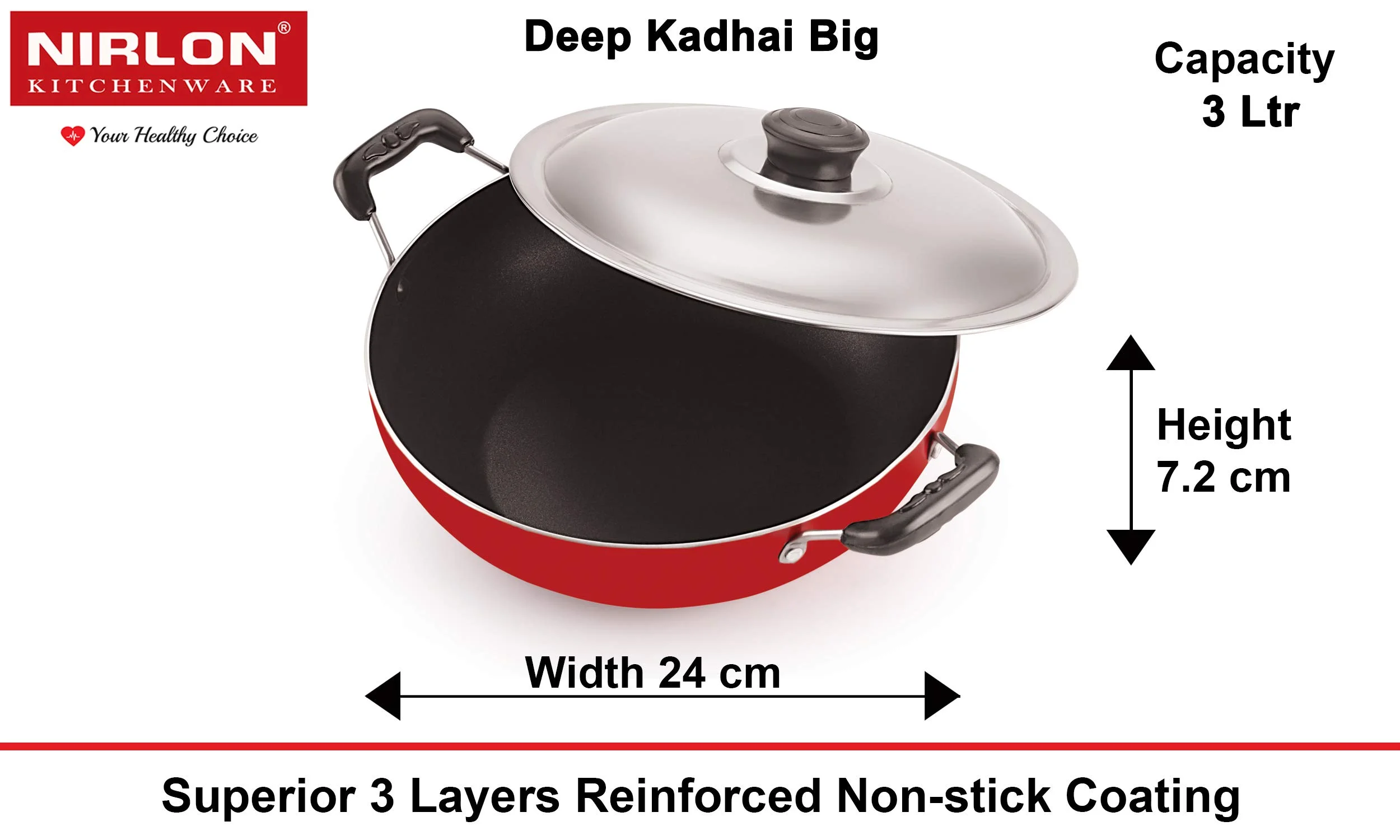 Nirlon Aluminium Non Stick Kitchen Essentials Cookware Set Of 4Pcs (Dkd(B)_Dkd(J)_Ap12_Cs24)