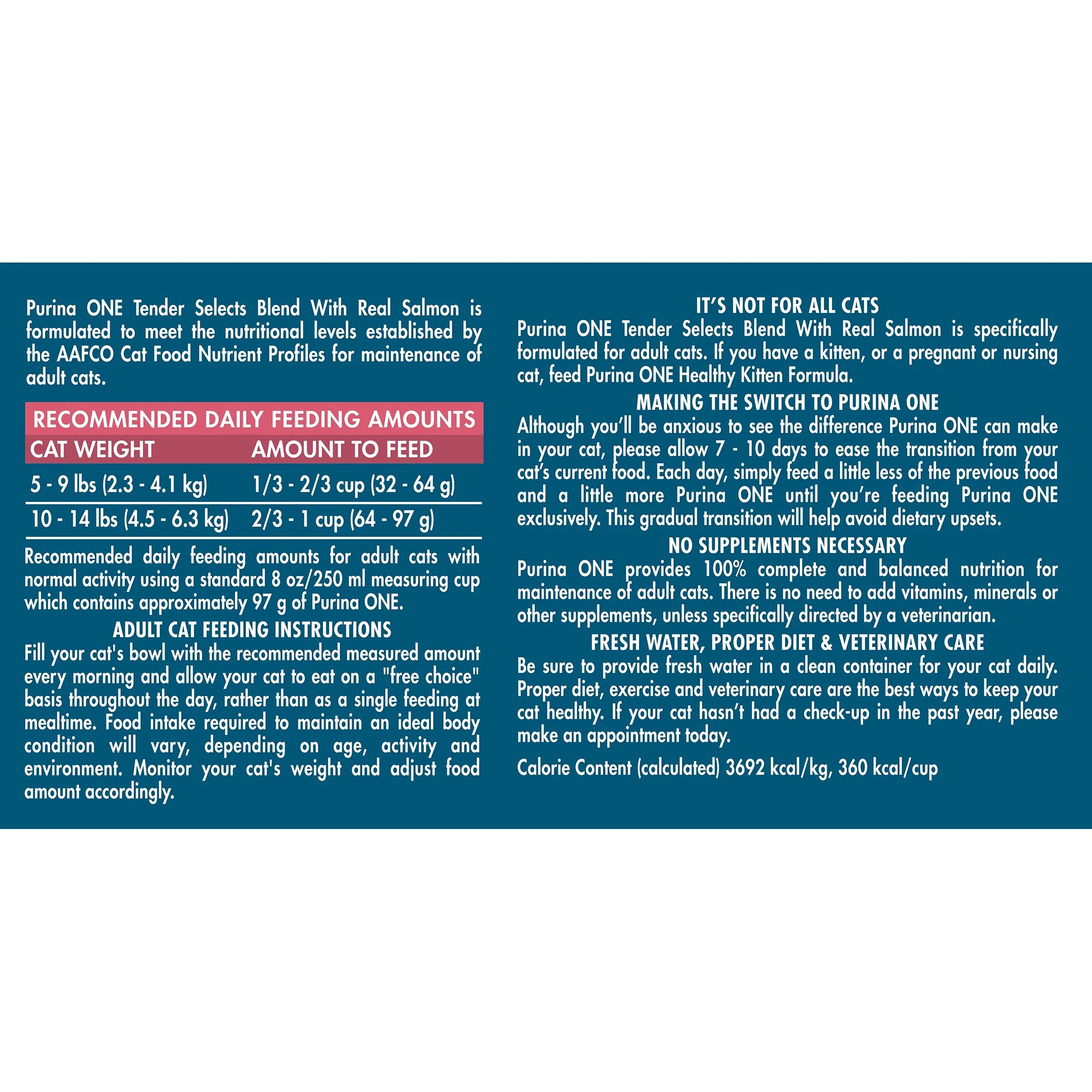 Purina ONE Tender Selects Blend with Real Salmon Cat Food 22 lb. Bag