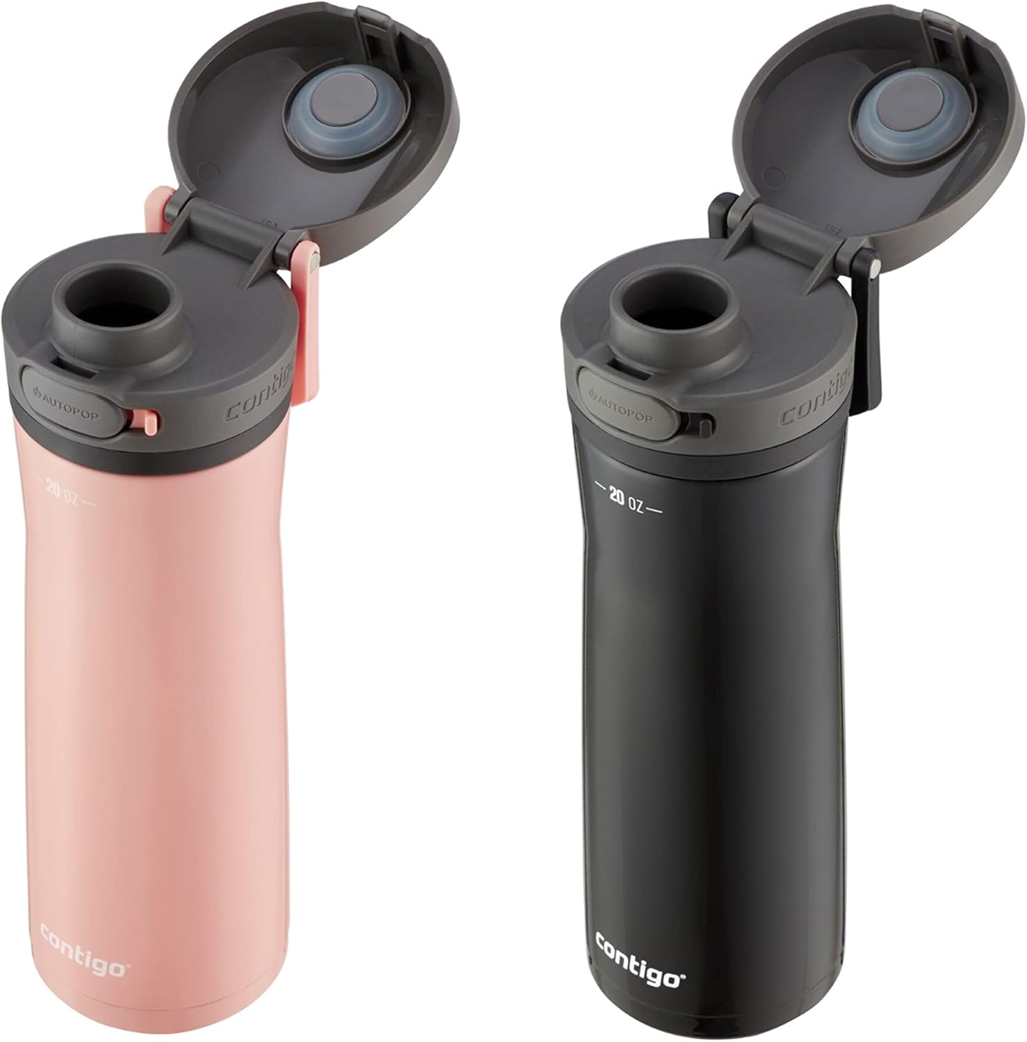 Contigo 20oz Vacuum-Insulated Stainless Steel Leak-Proof Travel Mug & Jackson Chill 2.0 Vacuum-Insulated Stainless Steel Water Bottle, Secure Lid Technology