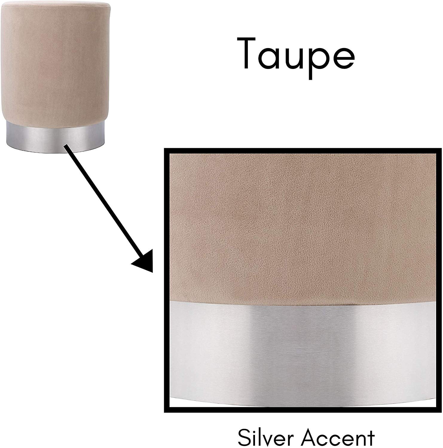 BirdRock Home Round Velvet Ottoman Foot Stool - Taupe