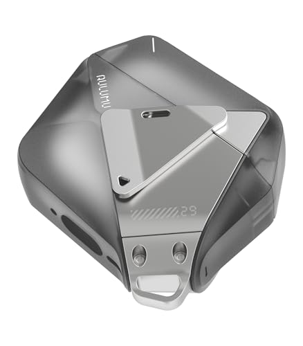 Aulumu A09 Geometric AirPods Pro 2 Case [2nd/1st Generation] with Lock | Protective Cover with Nylon Buckle | Alloy Armour | Compatible with Apple AirPods Pro(2023/2022/2019) - Gray