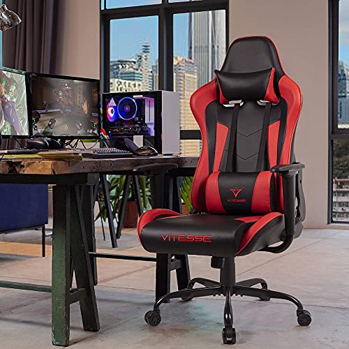 PUKAMI Gaming Chair High Back for Teens Ergonomic Racing Computer Desk with Comfortable Lumbar Support and Headrest Girl Gamer Height Adjustable (Purple), 48*26*22 inch