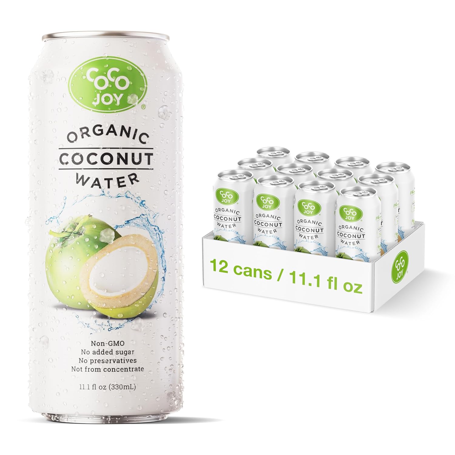 CoCo Joy All Organic Coconut Water, Natural and Fresh, Nutrient-Rich Coconut-Water Drink with Electrolytes, Potassium, and Other Nutrients, 11 Fl Oz (Pack of 12)