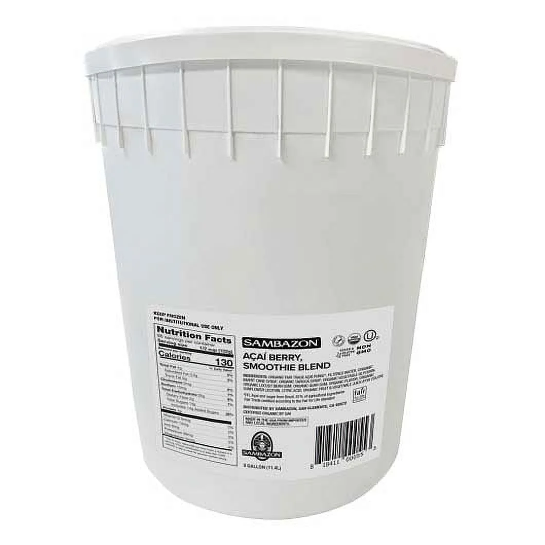 Case of 1, Sambazon, Organic Dairy Free Acai Berry Sorbet, 3 Gallon