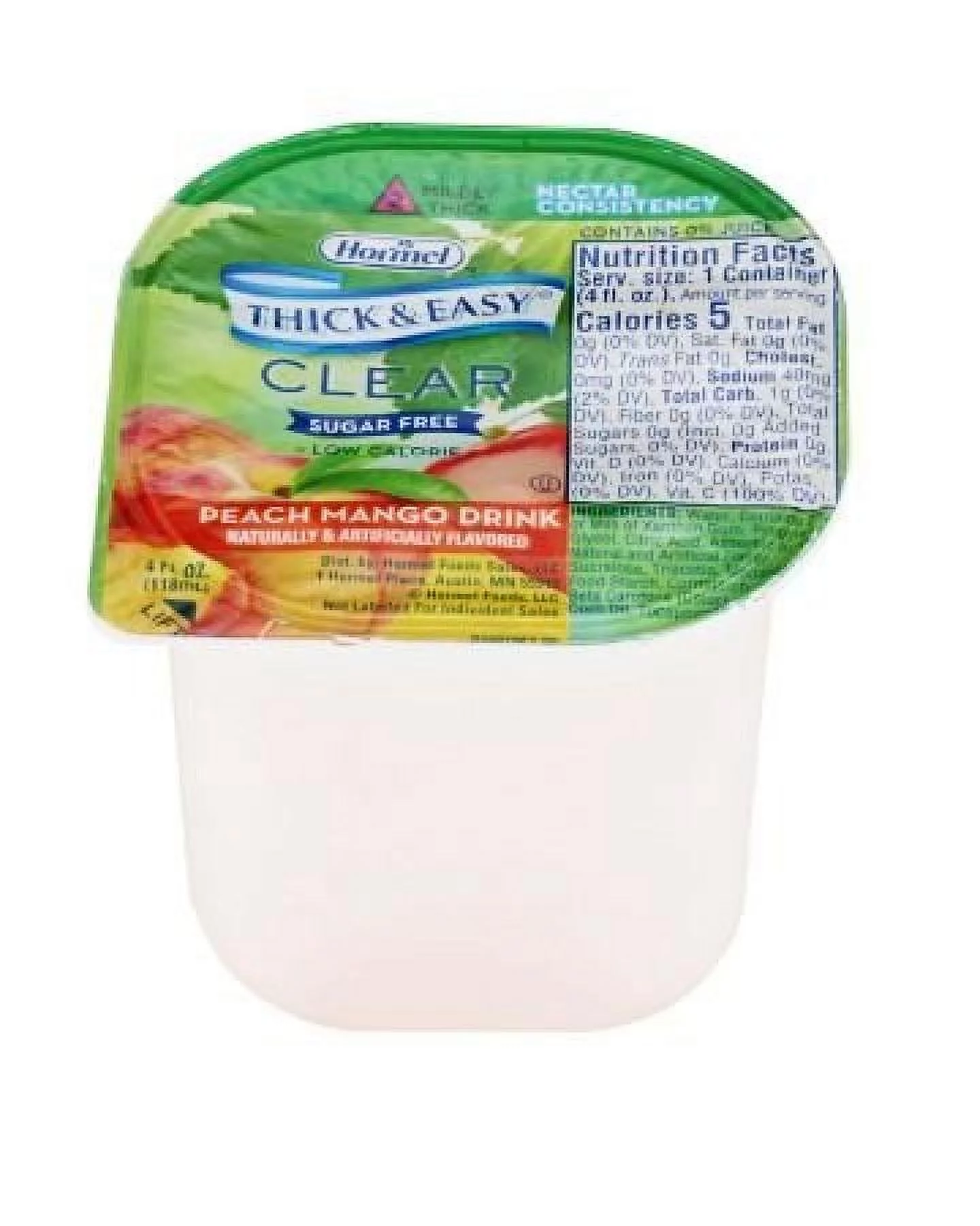 Thick & Easy Sugar Free Thickened Beverage, Peach Mango, Nectar Consistency, 4 ounce Portion Cup, 24 Count