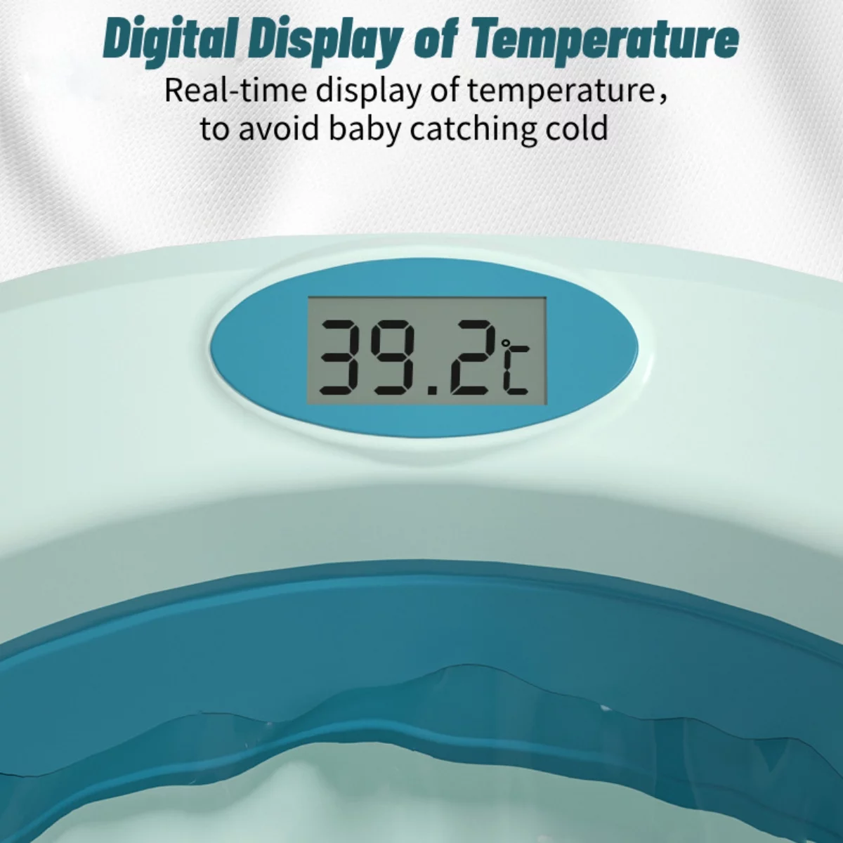 Hurber Large Folding Baby Bathtub, Infant Bath Tub with Temperature Sensitive Display & Anti-Slip Pad, Pink with Net Pad