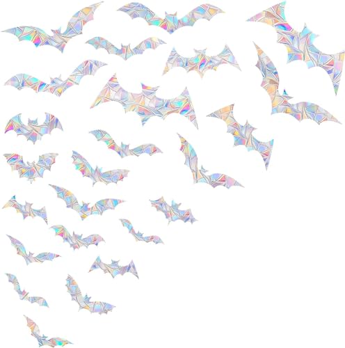 36PCS Snowflake Window Stickers Anti Collision Decals to Save Birds - Non Adhesive Prismatic Vinyl Rainbow Stickers