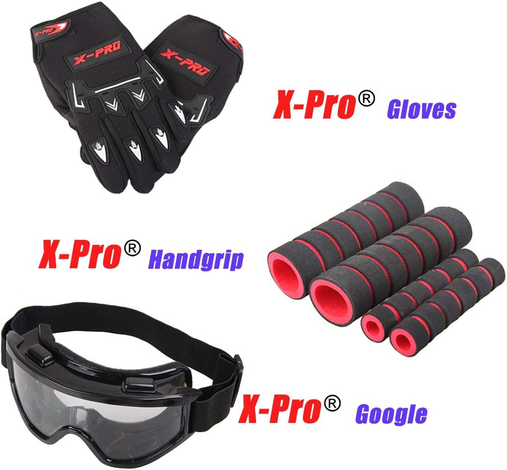 X-Pro 110cc Dirt Bike Pit Kids Pitbike 110 with Gloves, Goggle and Handgrip (Black)