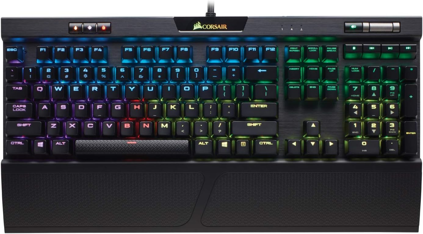 Corsair K70 RGB MK.2 Rapidfire Mechanical Gaming Keyboard - USB Passthrough & Media Controls - Fastest & Linear - Cherry MX Speed - RGB LED Backlit