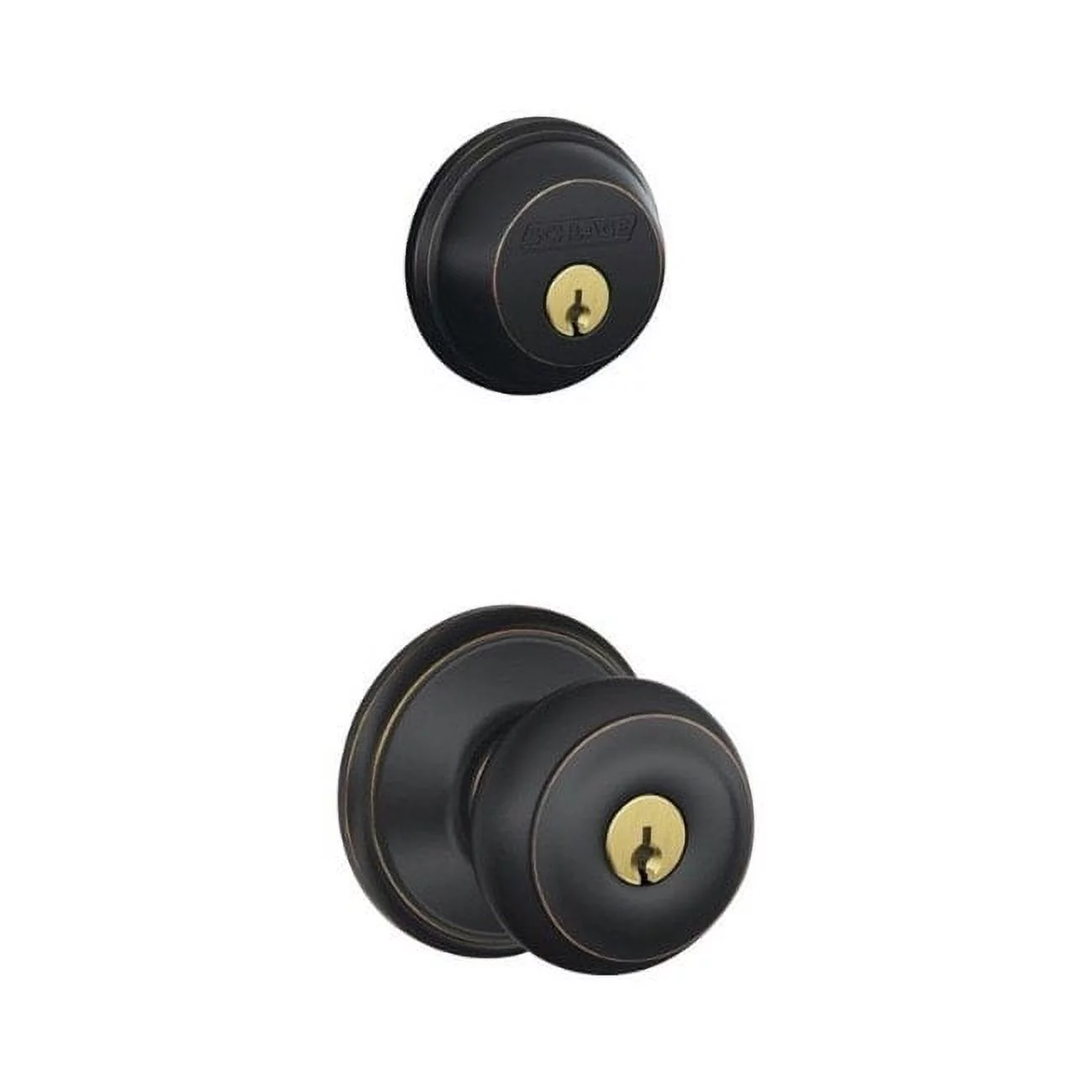 Schlage FB50NVGEO716 Georgian Entry Deadbolt Lock, Bronze