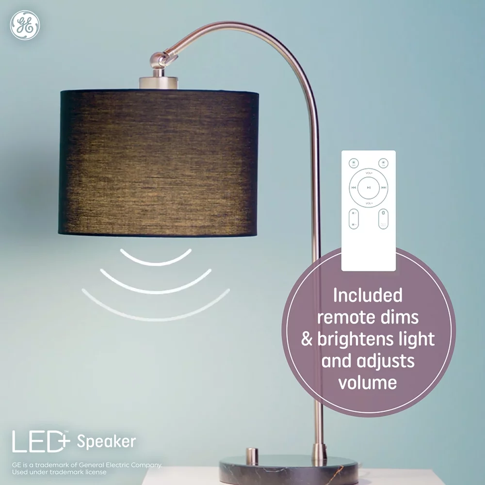 GE LED+ Speaker Floodlight Bulb, 10 Watts, Soft White, Bluetooth Enabled with Remote BR30 Light Bulb