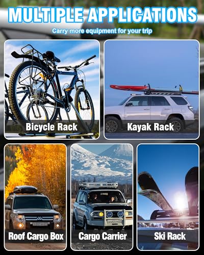 Car Roof Rack Cross Bars 55” Thick Aluminum Crossbars Universal Roof Rack Adjustable Roof Cross Bars with 200 lbs Load Capacity Fits Most Vehicles with Existing Raised Side Rails with Gap