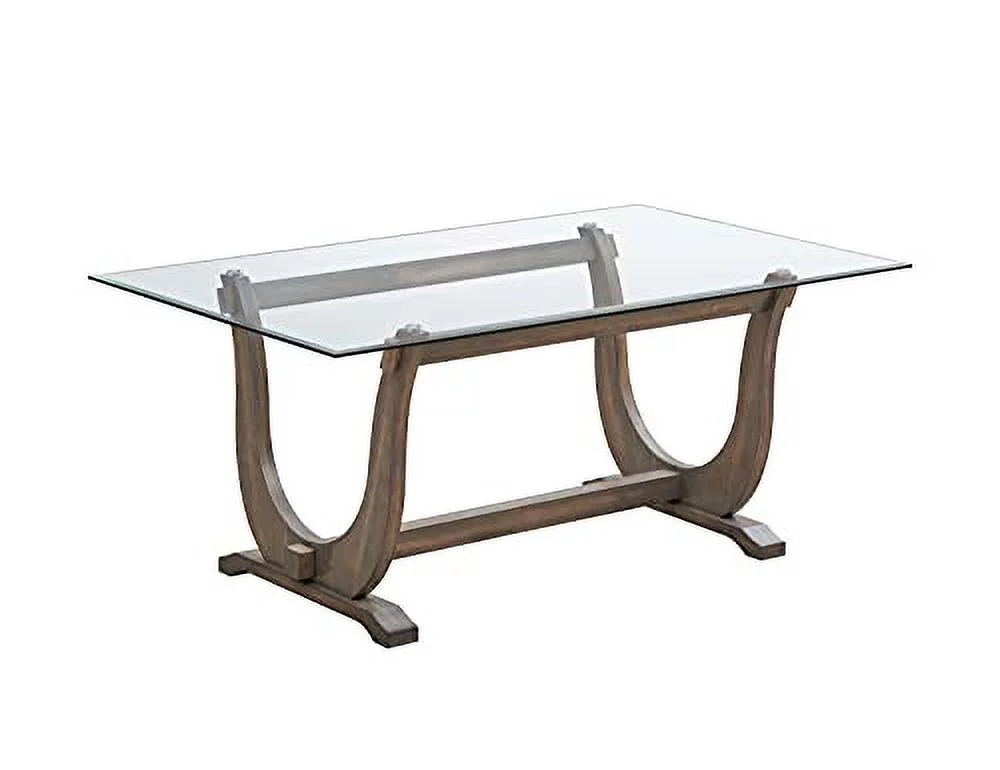 Kings Brand Furniture - Elmer 7 Piece Glass Top Dining Set, Table & 6 Chairs, Gray/Dark Brown