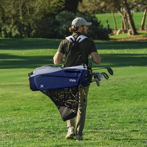 KVV Lightweight Golf Stand Bag with 7 Way Full-Length Dividers, 5 Zippered Pockets, Automatically Adjustable Dual Straps，Elegant Design
