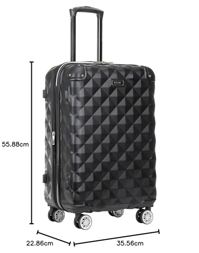 Kenneth Cole REACTION Diamond Tower Collection Lightweight Hardside Expandable 8-Wheel Spinner Travel Luggage, Black, 20-Inch Carry On