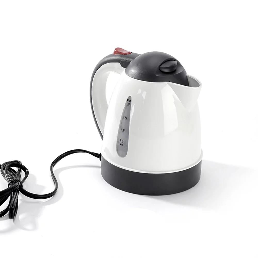 Walmeck 1000mL Car Electric Kettle 12V 150W Portable Lighter Kettle for Trip Travel White