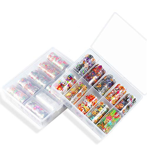 2 Boxes Holiday Nail Art Transfer Foils Decals Christmas Halloween Mix Designs Nail Stickers Decal Wraps Decoration Manicure