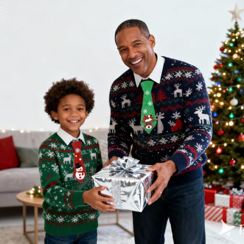 4PCS Christmas Ties for Man Women Funny Christmas Decorative Neckties Xmas Party Tie Costume Accessories Multicolor