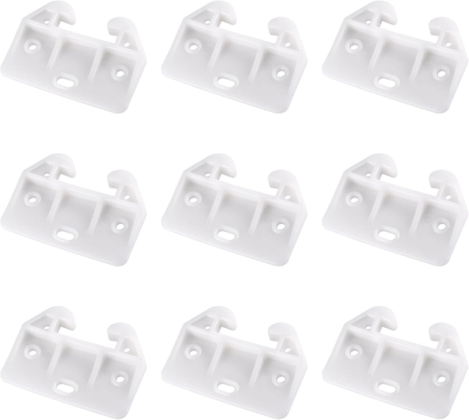 DOITOOL White Plastic Drawer Track Guide, 10Pc Plastic Cabinet Drawer Slide Parts, Drawer Track Guides Replacement Furniture Drawer Parts for Dressers, Hutches, Bedside Table and Drawer Systems