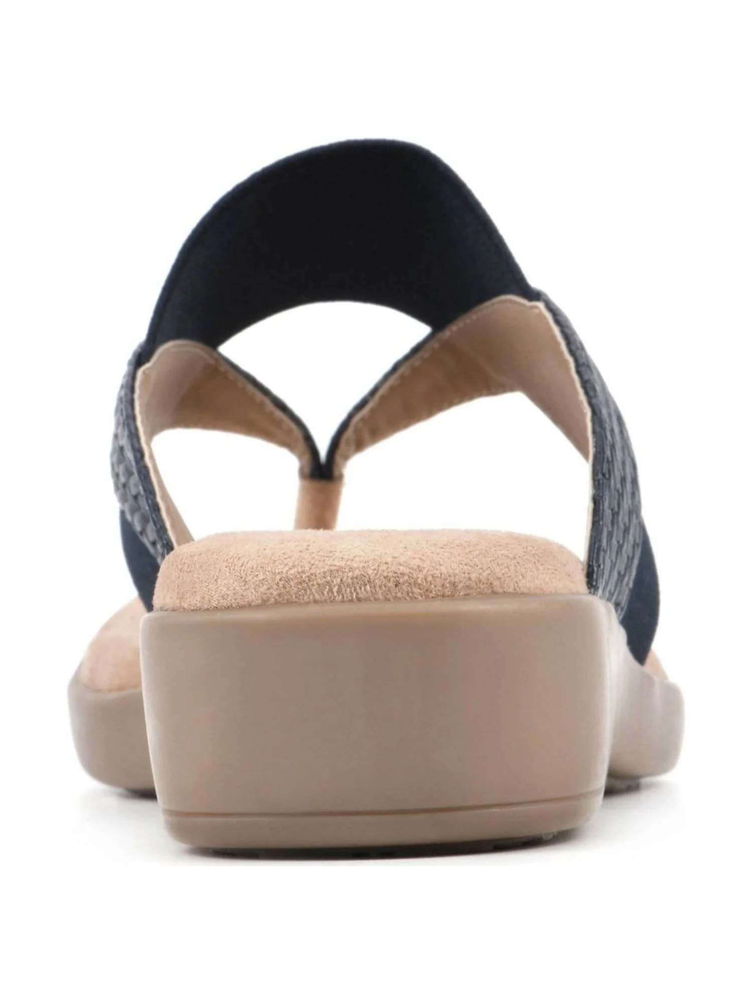 CLIFFS BY WHITE MOUNTAIN Womens Navy Woven Goring Bumble Round Toe Wedge Slip On Thong Sandals Shoes 7 M
