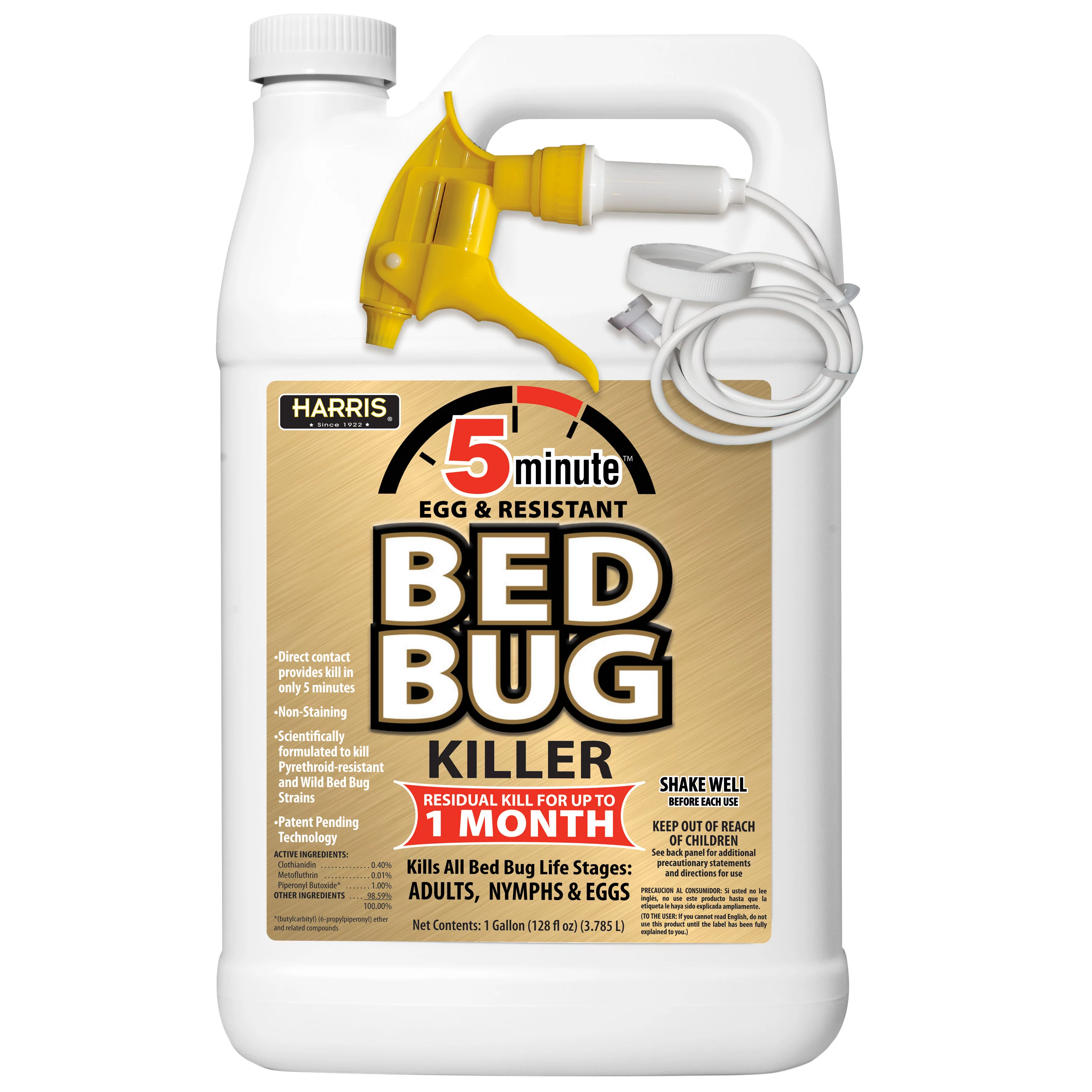 Harris 5 Minute Egg Kill and Resistant Bed Bug Killer 1 Gallon with Trigger Spray