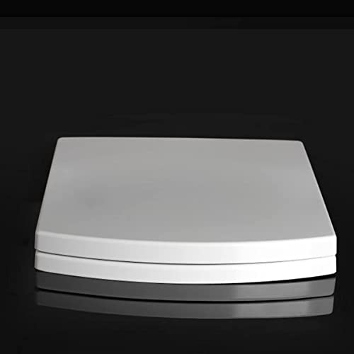 Soft Close Toilet Seat, Toilet seat, Square with Easy Quick Release Top Fix Adjustable Hinges, Square Toilet Lid Slow Close, White,03A