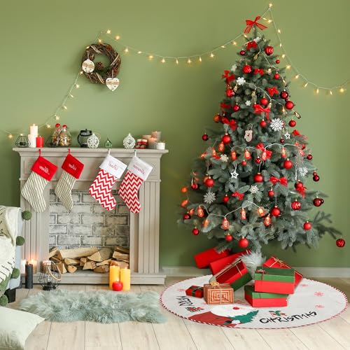 Mr. Pen- Christmas Tree Skirt 48 inches, Knitted Christmas Skirt Tree, Xmas Tree Skirt