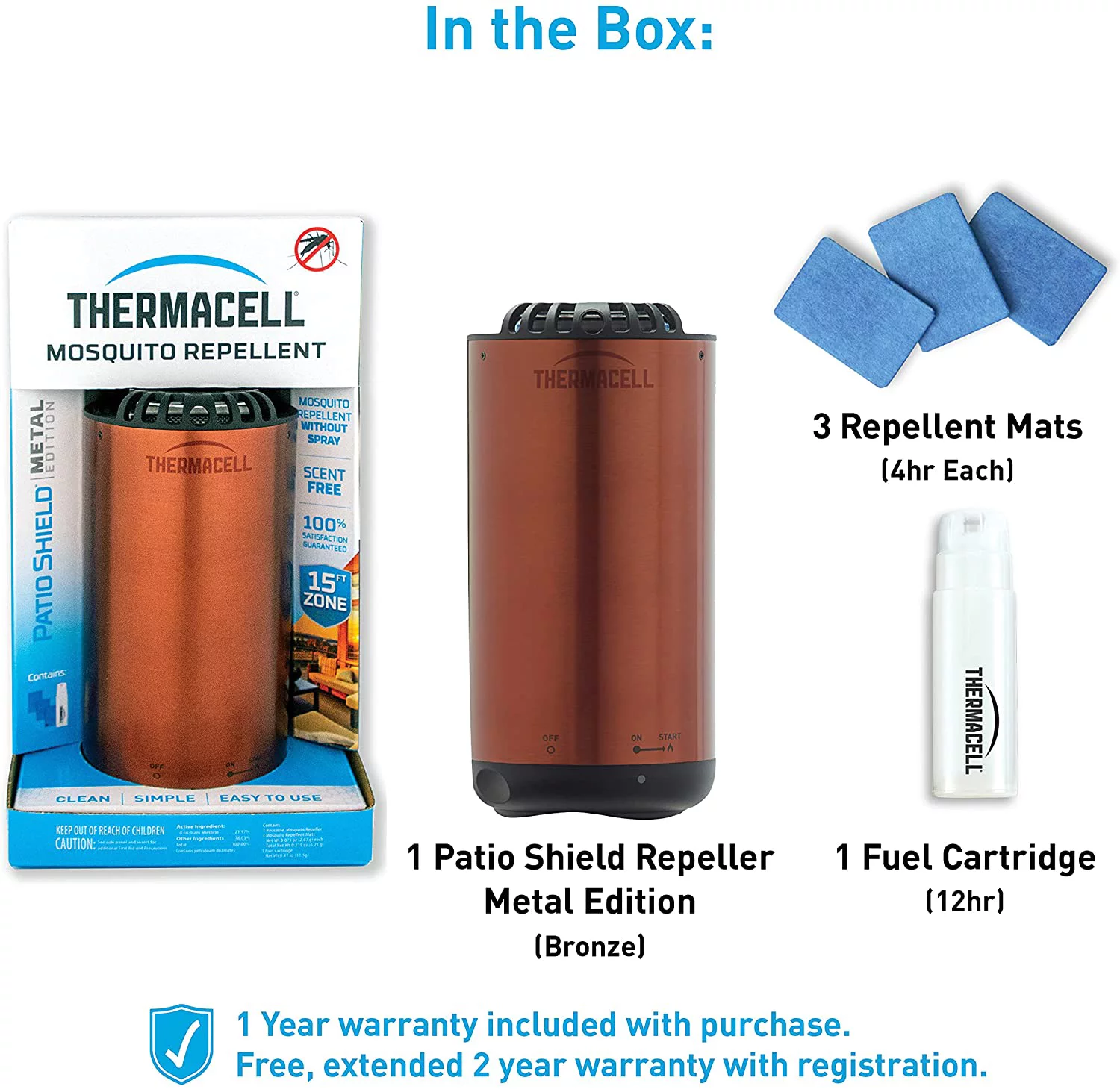 Thermacell Patio Shield Mosquito Repeller, Highly Effective Mosquito Repellent for Patio; No Candles or Flames, DEET-Free, Scent-Free, Bug Spray Alternative; Includes 12-Hours of Refills