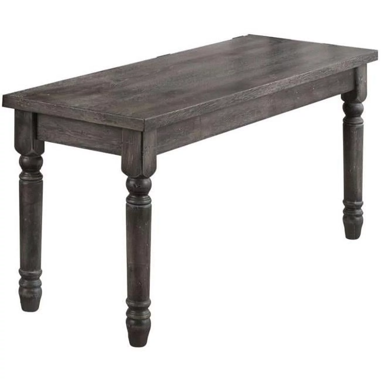 Transitional Style Wood Bench with Turned Legs in Gray