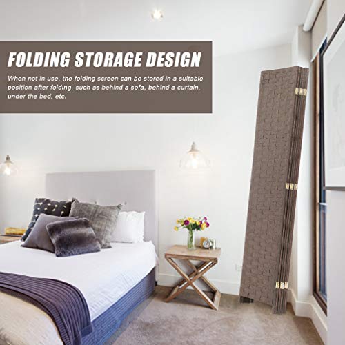 Wood Mesh Woven Design 4 Panel Folding Wooden Screen Room Divider