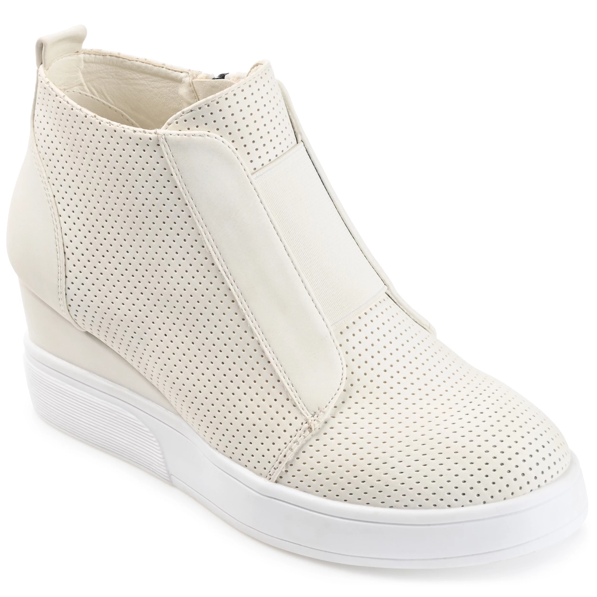 Journee Collection Womens Clara Round Toe Inside Zip Wedge Sneakers
