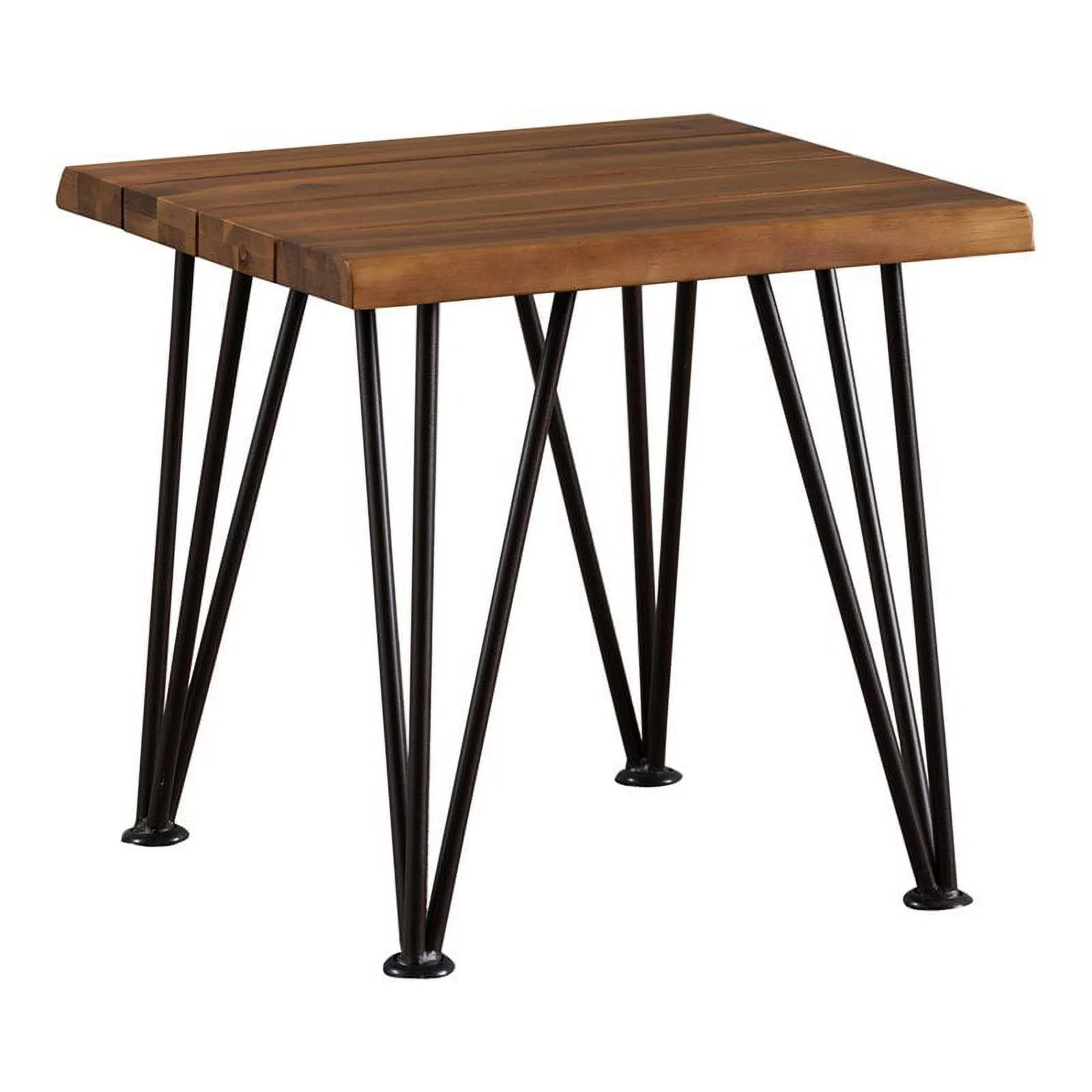 Afuera Living Iron and Acacia Wood Outdoor Side Table in Natural