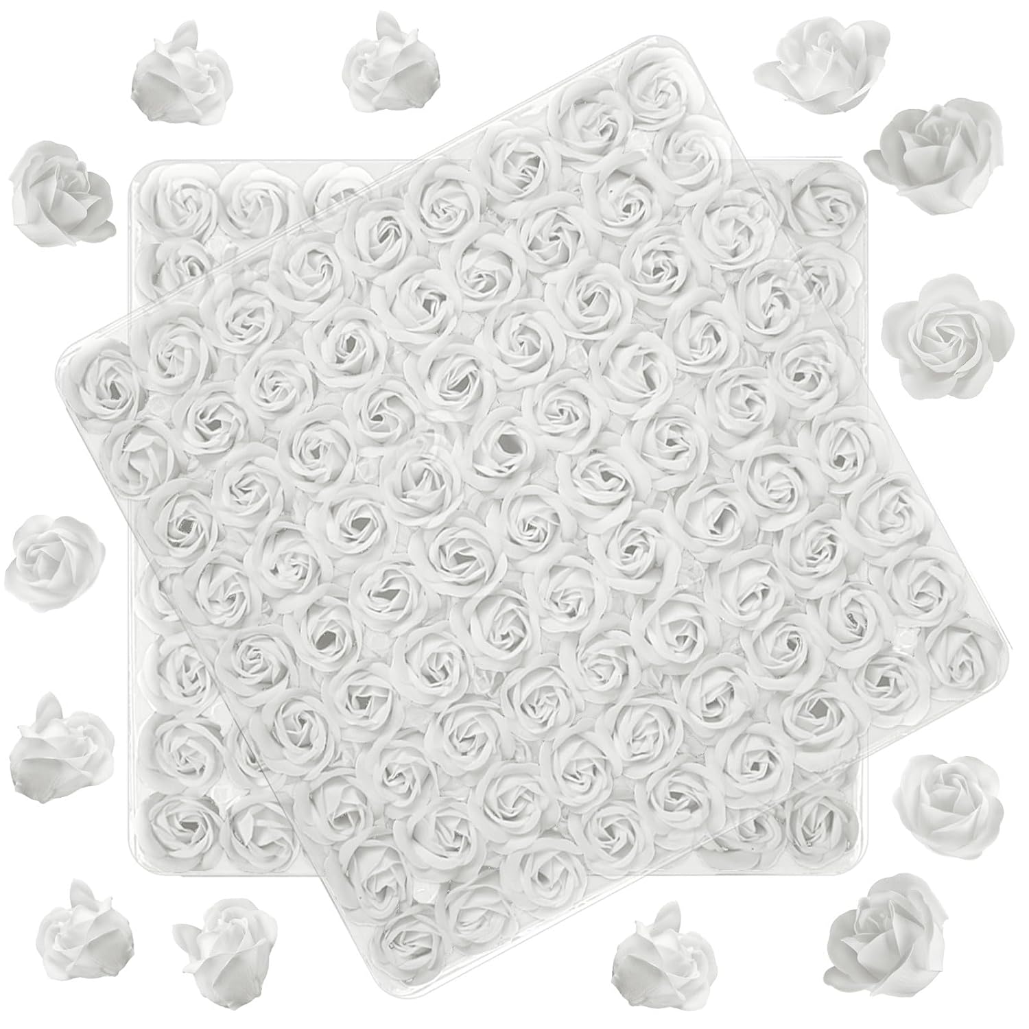 Lounsweer 162 Pcs Rose Flower Soap Floral Bath Soap Floral Scented Rose Petal Bouquet Flower Soap Rose Petals Body Soap for Mother's Day Wedding Birthday Baby Shower (White)