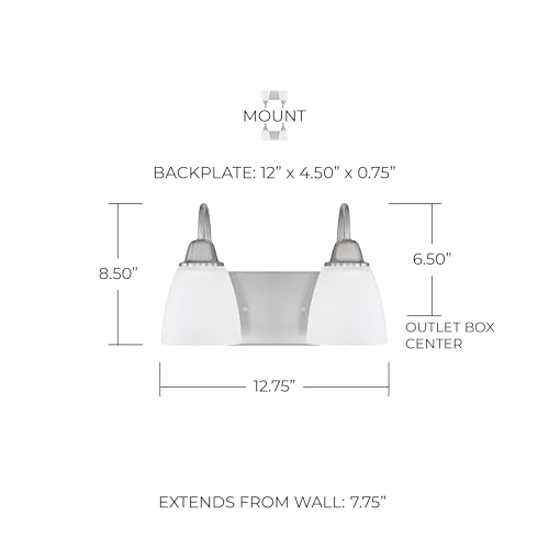 HomePlace Lighting 115141BZ-337 Trenton Traditional Acid Washed Glass Bathroom Vanity Wall Light, 4-Light 400 Total Watts, 9