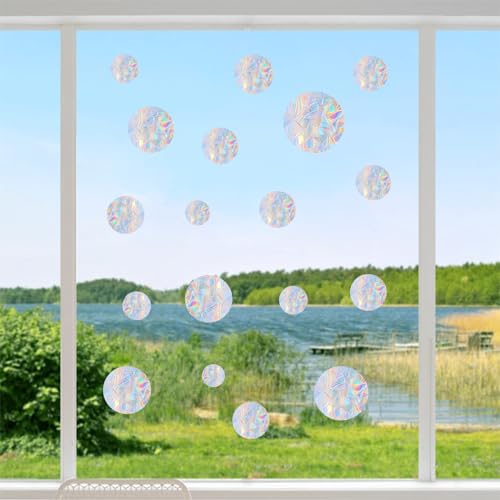 36PCS Snowflake Window Stickers Anti Collision Decals to Save Birds - Non Adhesive Prismatic Vinyl Rainbow Stickers