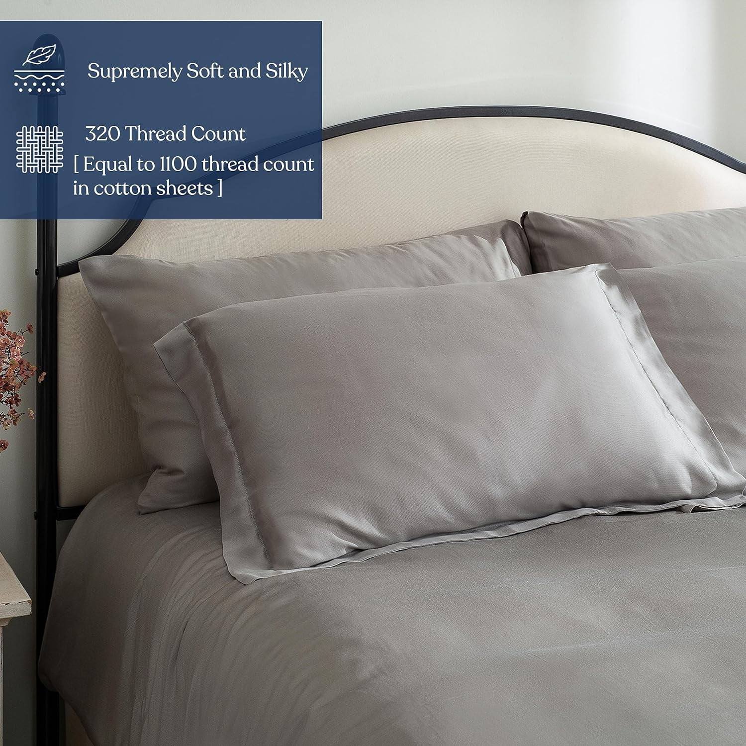 Delara 100% Eucalyptus Lyocell Tencel Fitted Sheet Set, Queen 3 Piece Set, Naturally Cooling, Super Soft, Silky, Moisture-Wicking, Temperature Balancing, Smooth & Breathable, Best for Hot Sleepers