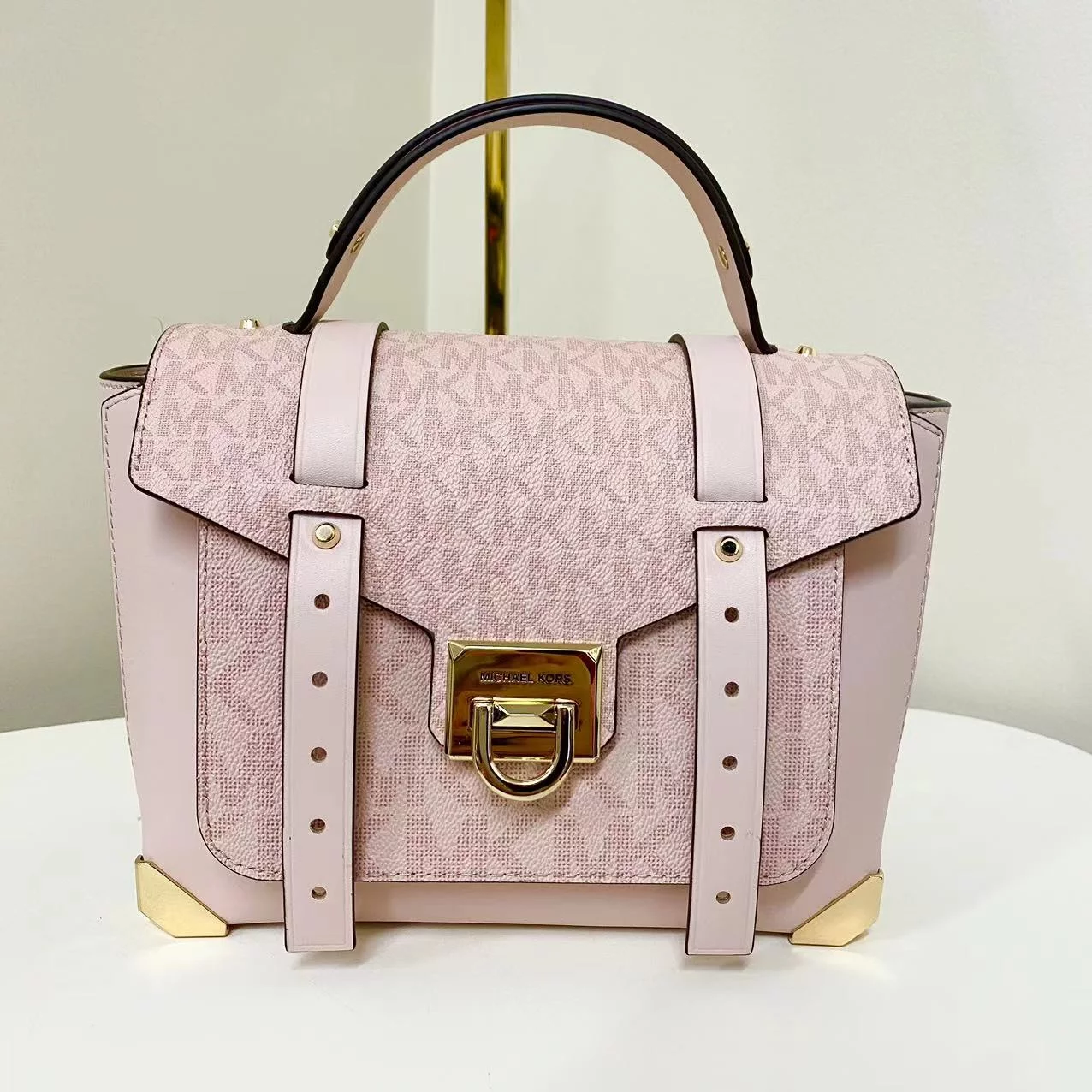 Michael Kors Manhattan Medium Powder Blush PVC Top Handle Purse Satchel Handbag