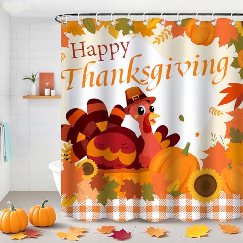 4Pcs Christmas Shower Curtain Set - Merry Christmas Bathroom Set Holiday Shower Curtain with Non-Slip Rugs, Toilet Lid Cover and Bath Mat