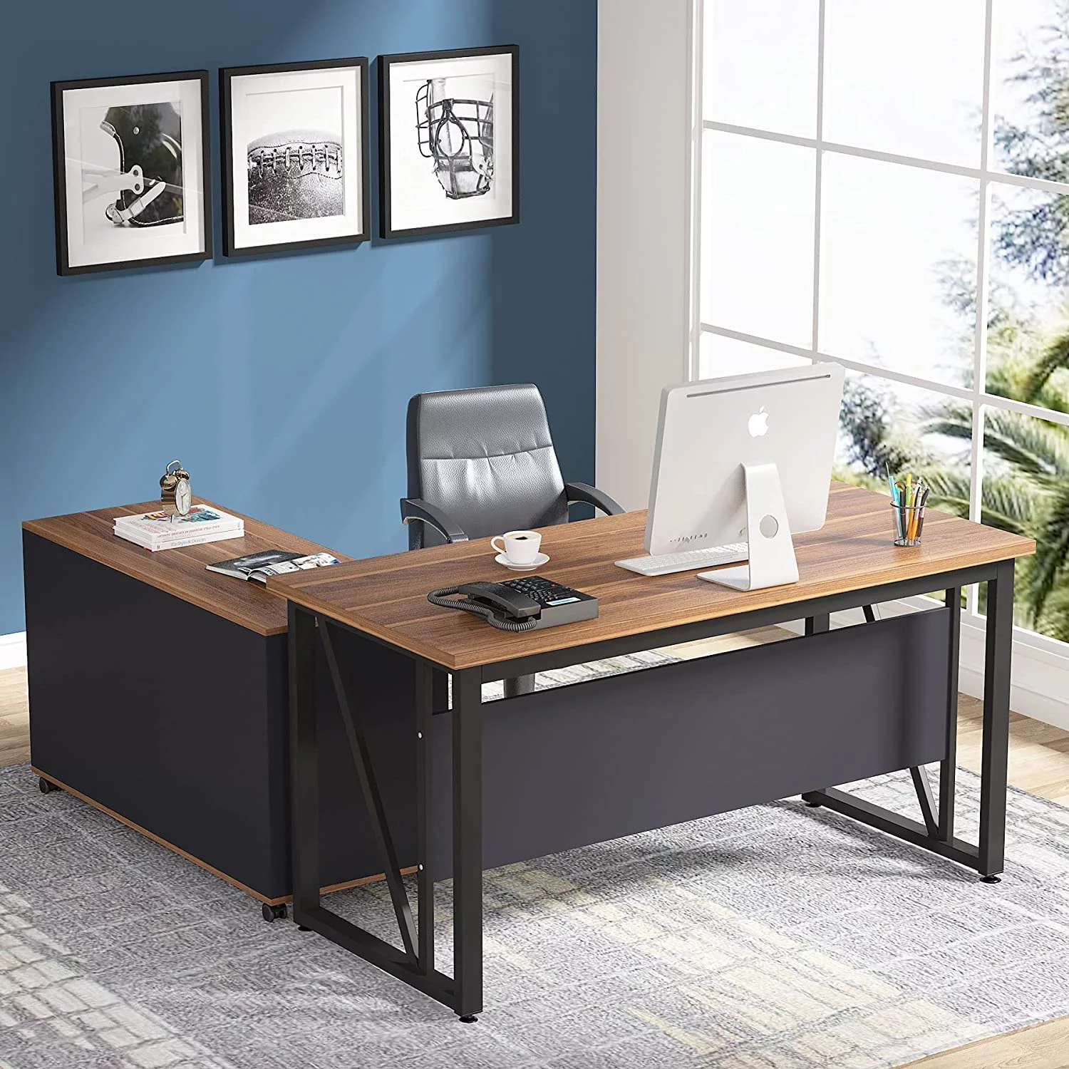 Tribesigns L-Shaped Computer Desk, 55 inches Executive Desk with 43